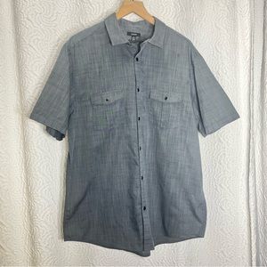 ALFANI Gray Button Down Shirt Sleeve Shirt, Mens XL